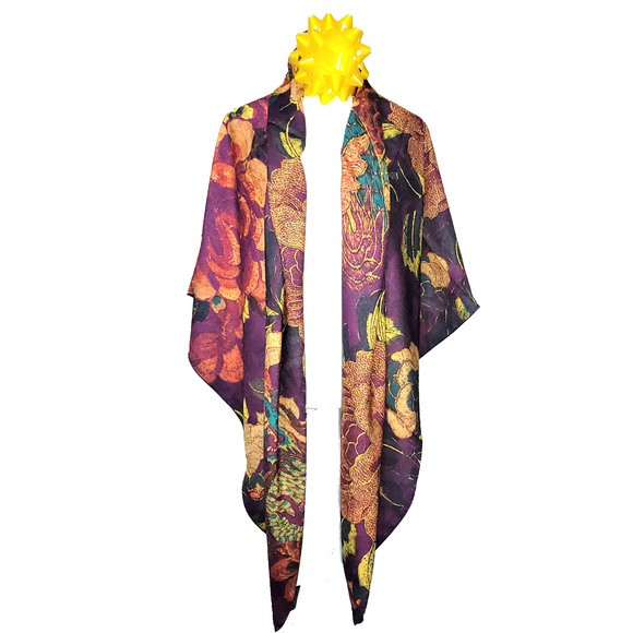 NWT Double Sided Silk Scarf 53"x53" Large Square Shawl Wrap XiangYunSha 36331 - Picture 5 of 12